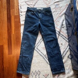 Vintage Denver Hayes Women's Straight Leg Jeans in Dark Blue Denim